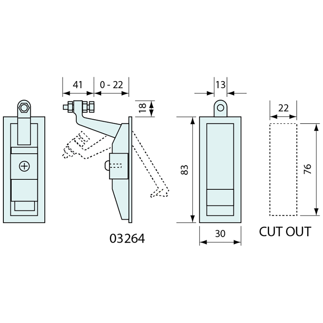 Push Button Compress Latch Non Locking Chrome 83mm